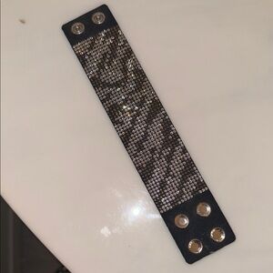 Swarovski Black and silver Crystal Mesh Snap Bracelet – Never Worn
